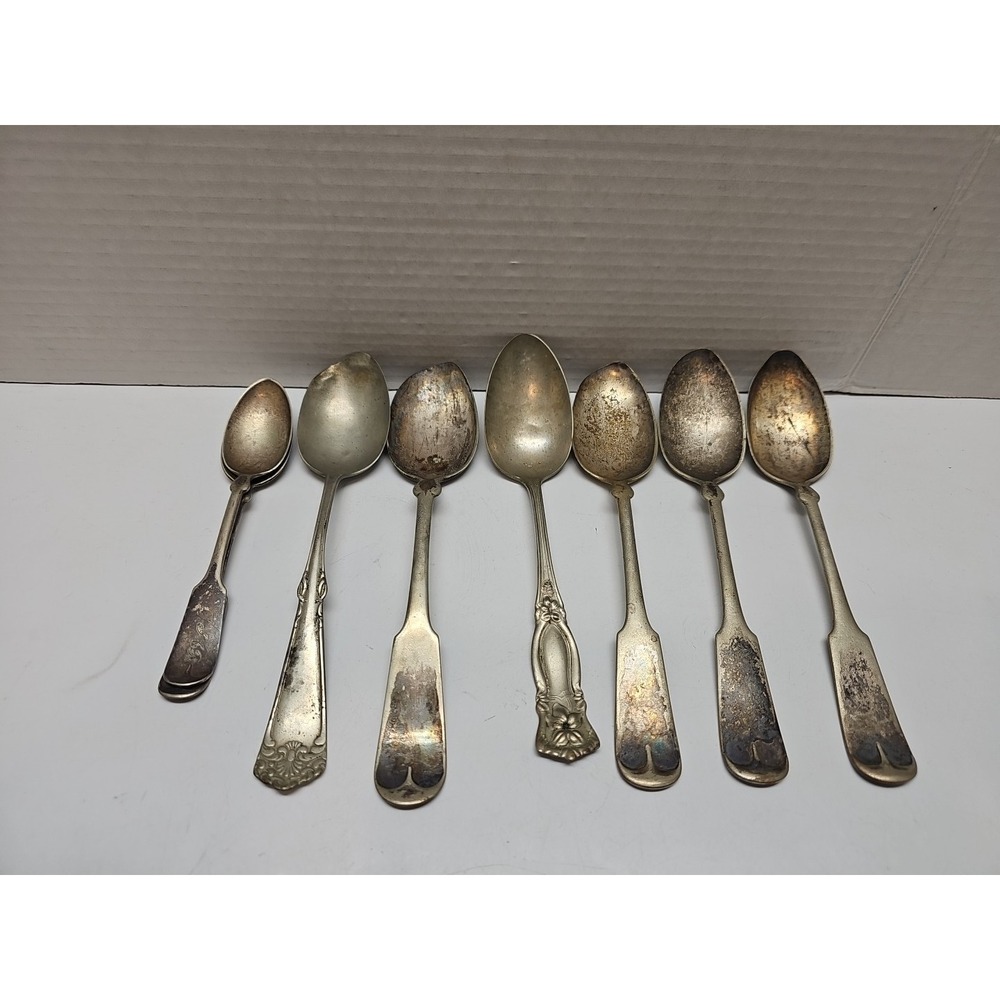 Vintage Various Brands Lot of WM Rogers Silverplate‎ Flatware Set Metal 8 Spoons